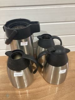 4 X ASSORTED OLYMPIA STAINLESS STEEL HOT BEVERAGE SERVING JUGS