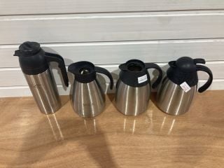 4 X ASSORTED OLYMPIA STAINLESS STEEL HOT BEVERAGE SERVING JUGS