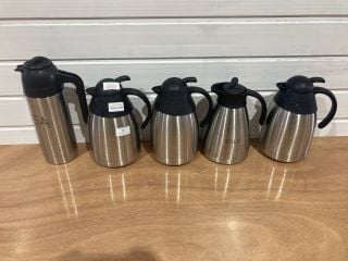 5 X ASSORTED OLYMPIA STAINLESS STEEL HOT BEVERAGE SERVING JUGS