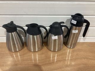 4 X ASSORTED OLYMPIA STAINLESS STEEL HOT BEVERAGE SERVING JUGS