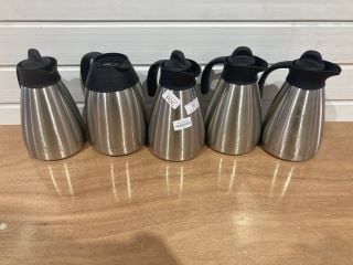 5 X ASSORTED OLYMPIA STAINLESS STEEL HOT BEVERAGE SERVING JUGS