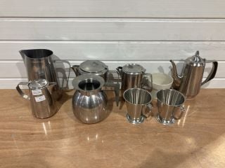 ASSORTMENT OF STAINLESS STEEL JUGS AND KETTLES