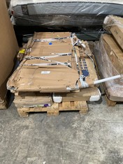 PALLET OF ASSORTED FURNITURE OF DIFFERENT SIZES AND MODELS INCLUDING LIFT-UP COFFEE TABLE (MAY BE BROKEN OR INCOMPLETE).