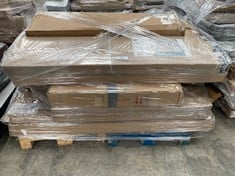 PALLET OF ASSORTED FURNITURE OF DIFFERENT SIZES AND MODELS INCLUDING TWO-DOOR WARDROBE (MAY BE BROKEN OR INCOMPLETE).