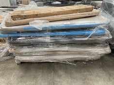 PALLET OF A VARIETY OF HEADBOARDS, UPHOLSTERED BASES AND BED BASES (MAY BE BROKEN OR INCOMPLETE).