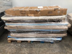 PALLET OF A VARIETY OF BEDSTEADS, UPHOLSTERED BASES AND HEADBOARDS (MAY BE BROKEN OR INCOMPLETE).