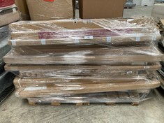 PALLET OF ASSORTED FURNITURE OF DIFFERENT SIZES AND MODELS INCLUDING TWO-DOOR WARDROBE (MAY BE BROKEN OR INCOMPLETE).