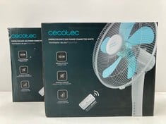 2 X CECOTEC FLOOR FAN WITH REMOTE CONTROL AND TIMER ENERGYSILENCE 530 POWER CONNECTED WHITE. 50 W, 5 BLADES 40 CM, 3 SPEEDS, COPPER MOTOR, OSCILLATING, DISPLAY, WHITE - LOCATION 30A.