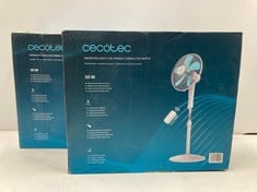 2 X CECOTEC FLOOR FAN WITH REMOTE CONTROL AND TIMER ENERGYSILENCE 530 POWER CONNECTED WHITE. 50 W, 5 BLADES 40 CM, 3 SPEEDS, COPPER MOTOR, OSCILLATING, DISPLAY, WHITE - LOCATION 30A.