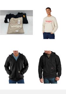 3 X SWEATSHIRTS VARIOUS SIZES, MAKES AND MODELS INCLUDING CREAM WRANGLER SWEATSHIRT SIZE XL - LOCATION 23A.