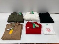 6 X UNITED COLOURS OF BENETTON VARIOUS SIZES AND STYLES INCLUDING RED SWEATSHIRT SIZE 110 CM - LOCATION 32A.