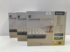 3 X INTEX 6410 DURA-BEAM STANDARD SINGLE HIGH - INFLATABLE MATTRESS, FIBRE-TECH TECHNOLOGY, MULTICOLOUR, 99 X 191 X 25 CM - LOCATION 22B.