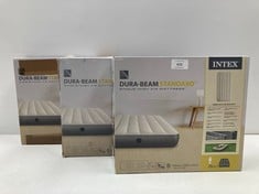 3 X INTEX 6410 DURA-BEAM STANDARD SINGLE HIGH - INFLATABLE MATTRESS, FIBRE-TECH TECHNOLOGY, MULTICOLOUR, 99 X 191 X 25 CM - LOCATION 18B.