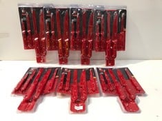 7 X SET OF 6 RED KITCHEN KNIVES-LOCATION 10B.