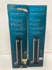 2 X CECOTEC DIGITAL TOWER FAN WITH TIMER AND REMOTE CONTROL ENERGYSILENCE 890 SKYLINE. 50 W, 30'' (76CM) HIGH, OSCILLATION, COPPER MOTOR, 3 SPEEDS, 3 MODES, BLACK - LOCATION 25A.