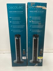 2 X CECOTEC DIGITAL TOWER FAN WITH TIMER AND REMOTE CONTROL ENERGYSILENCE 890 SKYLINE. 50 W, 30'' (76CM) HIGH, OSCILLATION, COPPER MOTOR, 3 SPEEDS, 3 MODES, BLACK - LOCATION 25A.