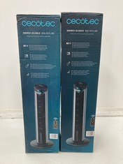 2 X CECOTEC DIGITAL TOWER FAN WITH TIMER AND REMOTE CONTROL ENERGYSILENCE 890 SKYLINE. 50 W, 30'' (76CM) HIGH, OSCILLATION, COPPER MOTOR, 3 SPEEDS, 3 MODES, BLACK - LOCATION 25A.