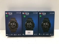 3 X SMARTWATCHES WITH BLUETOOTH, HEART RATE MONITOR, STEP COUNTER, BLOOD PRESSURE AND SEDENTARY REMINDERS