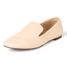 5 X ESSENTIALS WOMEN'S SOFT MINIMALIST LOAFERS, PALE BEIGE FAUX LEATHER VARIOUS SIZES - LOCATION 12B.