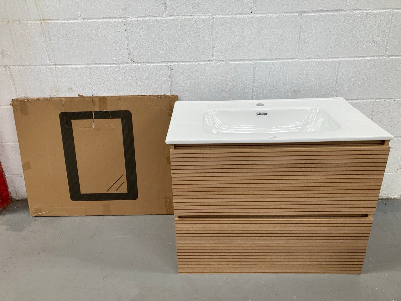 BATHROOM FURNITURE INCLUDING WASHBASIN AND MIRROR .