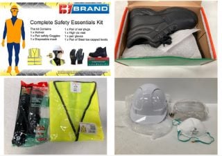 WORKER SAFETY KIT INCLUDING SIZE 42 SAFETY BOOTS.