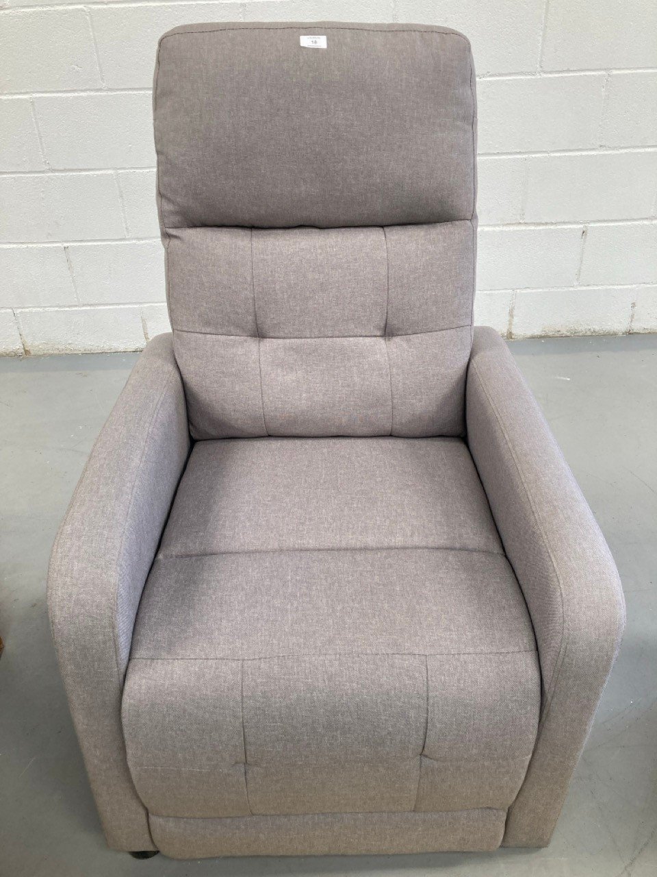 GREY RECLINER (MISSING A LEG AND BROKEN).