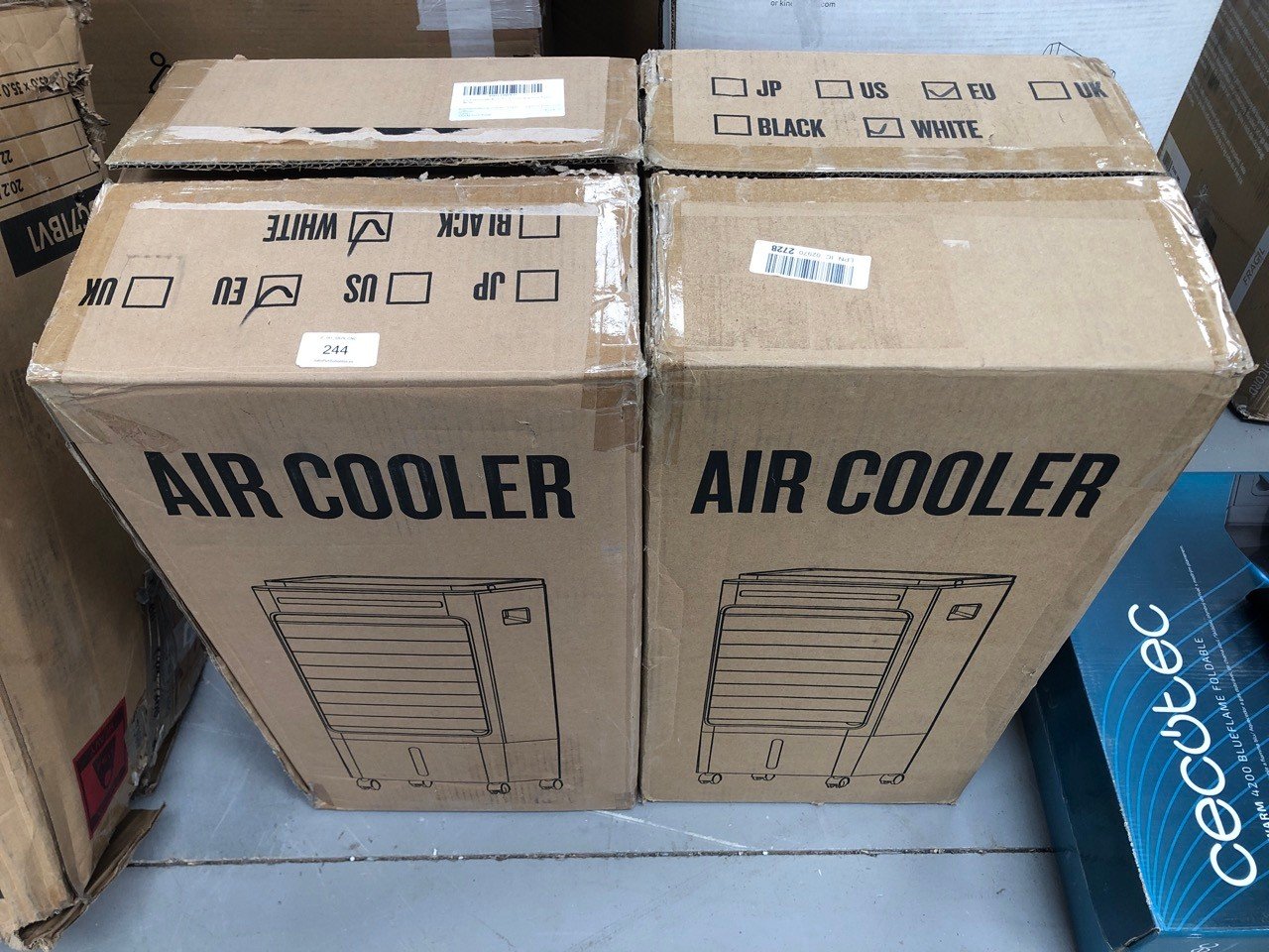 2 X PORTABLE WATER AIR COOLER WITH WHEELS .