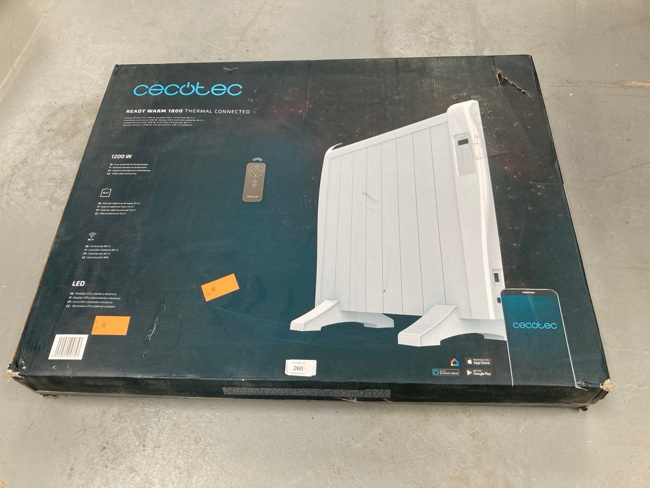 CECOTEC ELECTRIC RADIATOR LOW CONSUMPTION READY WARM 1800 THERMAL CONNECTED 8 ELEMENTS, 1200 W, WALL OR FLOOR, TIMER, REMOTE CONTROL, LCD DISPLAY, WIFI CONTROL.