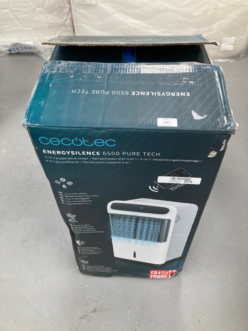 CECOTEC ENERGYSILENCE PURETECH 6500 EVAPORATIVE AIR CONDITIONER. 80 W, DOUBLE FUNCTION HOT/COLD, FLOW RATE 600 M2/H, 12L CAPACITY, TIMER UP TO 8H, REMOTE CONTROL, 3 SPEEDS.