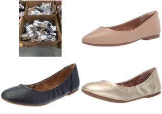 PALLET OF A VARIETY OF SHOES OF DIFFERENT MODELS AND SIZES INCLUDING GOLD BALLERINA SHOES SIZE 40,5.