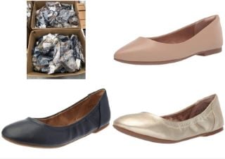 PALLET OF A VARIETY OF SHOES OF DIFFERENT MODELS AND SIZES INCLUDING GOLD BALLERINA SHOES SIZE 40,5.