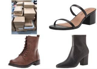 50 X VARIETY OF SHOES OF DIFFERENT SIZES AND MODELS INCLUDING MILITARY BOOT WITH LACES WOMAN COGNAC COLOUR SIZE 43.