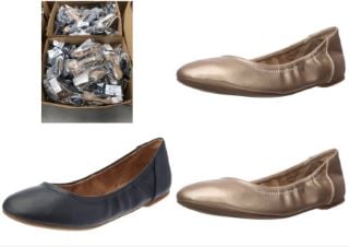 PALLET OF A VARIETY OF SHOES OF DIFFERENT SIZES AND MODELS INCLUDING GOLD BALLERINA SHOES SIZE 42.