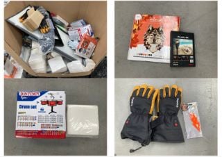 PALLET OF ASSORTED ITEMS INCLUDING KOPOBOB ELECTRIC GLOVES.