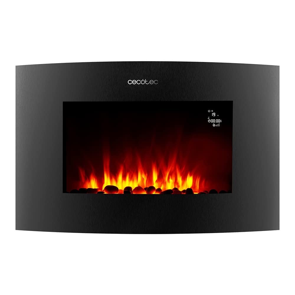 CECOTEC ELECTRIC FIREPLACE READY WARM 3550 CURVED FLAMES CONNECTED. 2000 W, SIZE 35", WIFI, 2 POWER LEVELS, REMOTE CONTROL, CURVED PANEL, TIMER, 30 M2.