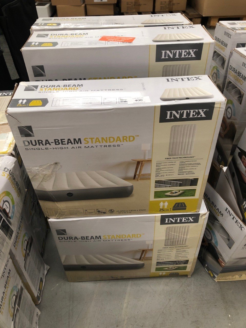 6 X INTEX MATTRESSES INCLUDING STANDARD DURA-BEAM MODEL.