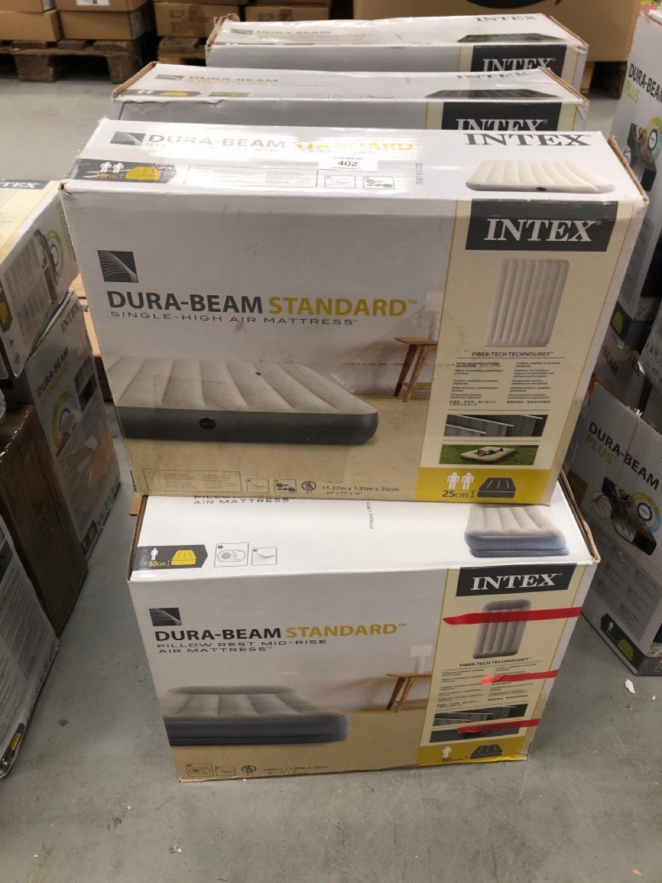 6 X INTEX MATTRESSES INCLUDING STANDARD DURA-BEAM MODEL.