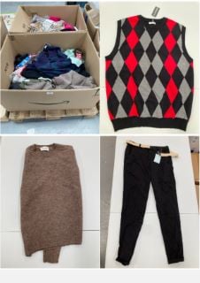 PALLET OF QUANTITY OF CLOTHES OF DIFFERENT BRANDS AND MOFELOS INCLUDING COOFANDI KNITTED WAISTCOAT SIZE L.