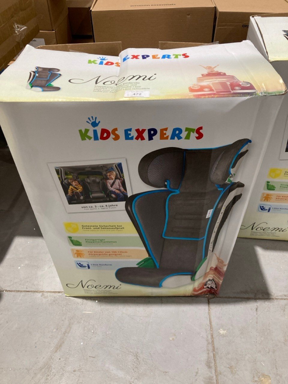 WALSER NOEMI, FOLDING CAR SEAT WITH HEIGHT ADJUSTABLE HEADREST, ECE R129 TESTED, GROWS WITH THE CHILD FROM 3 TO 8 YEARS ANTHRACITE/BLUE.