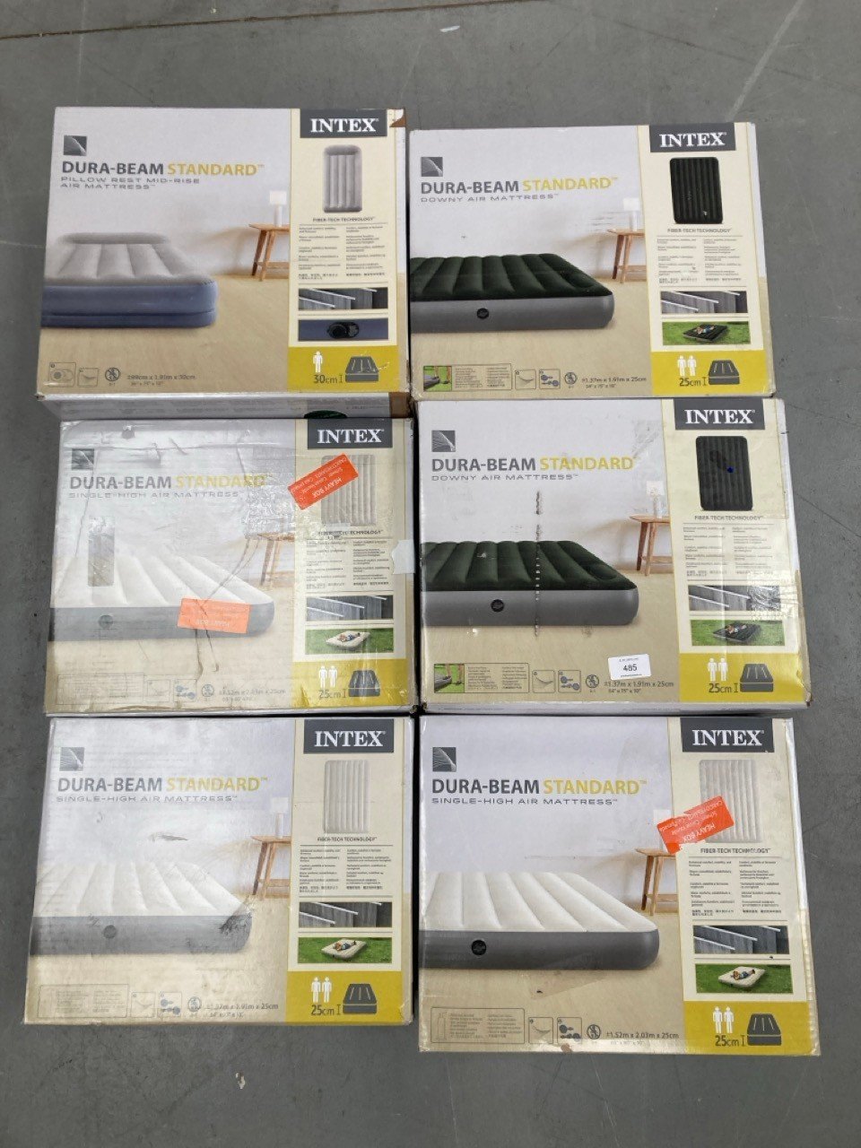 6 X INTEX INFLATABLE MATTRESSES OF DIFFERENT MODELS INCLUDING INTEX DURA-BEAM STANDARD PILLOW REST MID-RISE AIR MATTRESS.