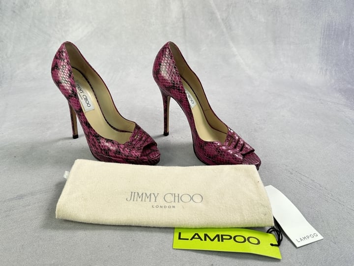 Jimmy Choo Snakeskin Heels With Dust Bag  - Size 38