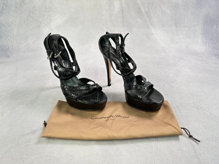 Gianvito Rossi Snakeskin Heels With Dust Bag  - Size 37.5