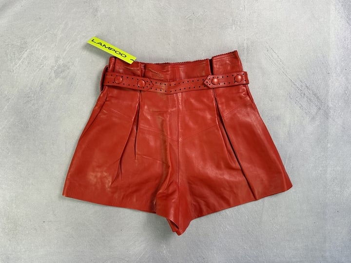 Chloe Red Leather Shorts - Size 38