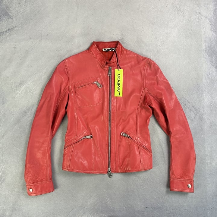 Jil Sander Red Leather Jacket - Size 36