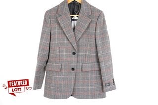 PRADA GIACCA GALLES WOMENS WOOL-BLEND CHECK BLAZER UK SIZE 8 - RRP: £2,650: LOCATION - FRONT BOOTH