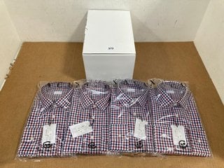 4 X XACUS MENS CHECK CLASSIC POLO SHIRTS IN RED & BLUE - VARIOUS UK SIZES TO INCLUDE UK SIZE 42" - COMBINED RRP £512: LOCATION - B12