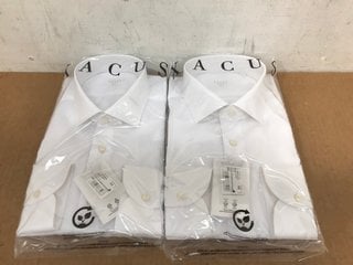 2 X XACUS MENS PLAIN POLO SHIRTS IN WHITE - UK SIZE 45 & 44" - COMBINED RRP £298: LOCATION - B10