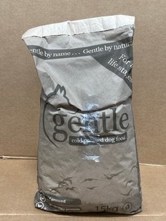 GENTLE 15KG COLD PRESSED DRY DOG FOOD BAG - BBE 30/04/2025: LOCATION - B4