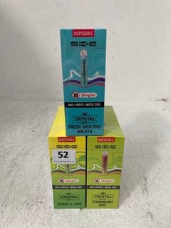 3 X MULTI-PACK SKE DISPOSABLE VAPES IN VARIOUS FLAVOURS TO INCLUDE STRAWBERRY KIWI (PLEASE NOTE: 18+YEARS ONLY. ID MAY BE REQUIRED): LOCATION - D0