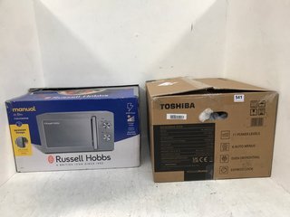 TOSHIBA ML-EM23P DIGITAL MICROWAVE OVEN IN WHITE TO INCLUDE RUSSELL HOBBS MICROWAVE IN SILVER: LOCATION - B3